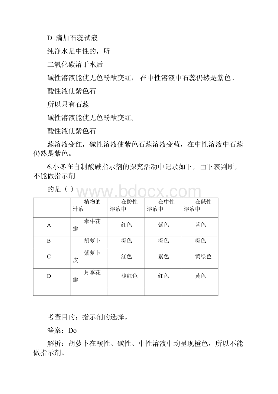 常见的酸和碱试题答案及解析.docx_第2页