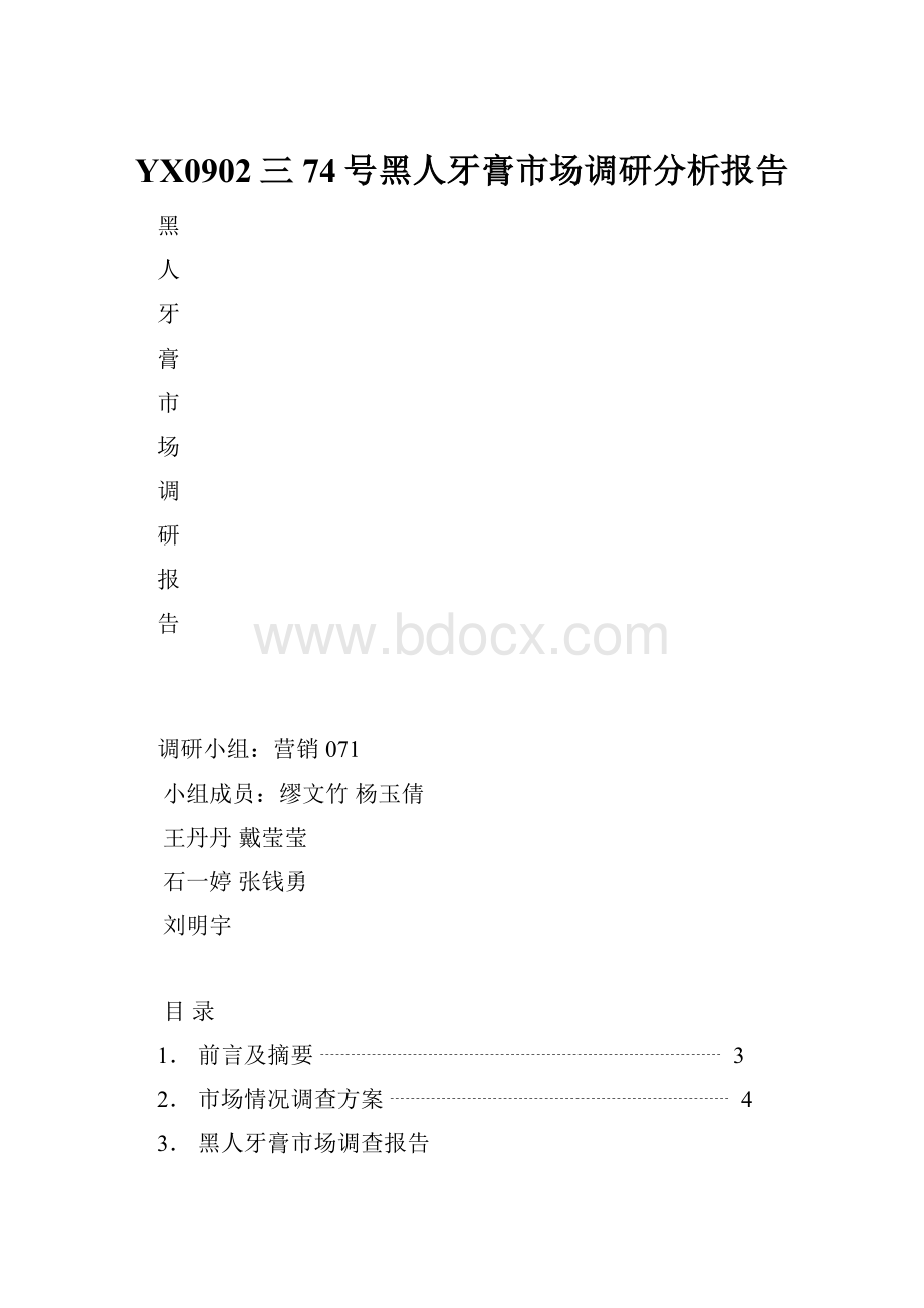 YX0902三74号黑人牙膏市场调研分析报告.docx