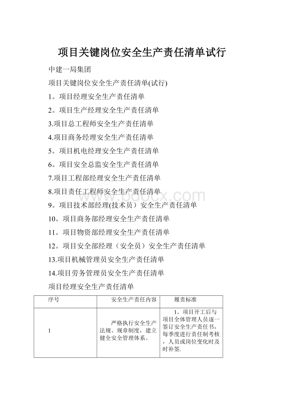 项目关键岗位安全生产责任清单试行.docx_第1页