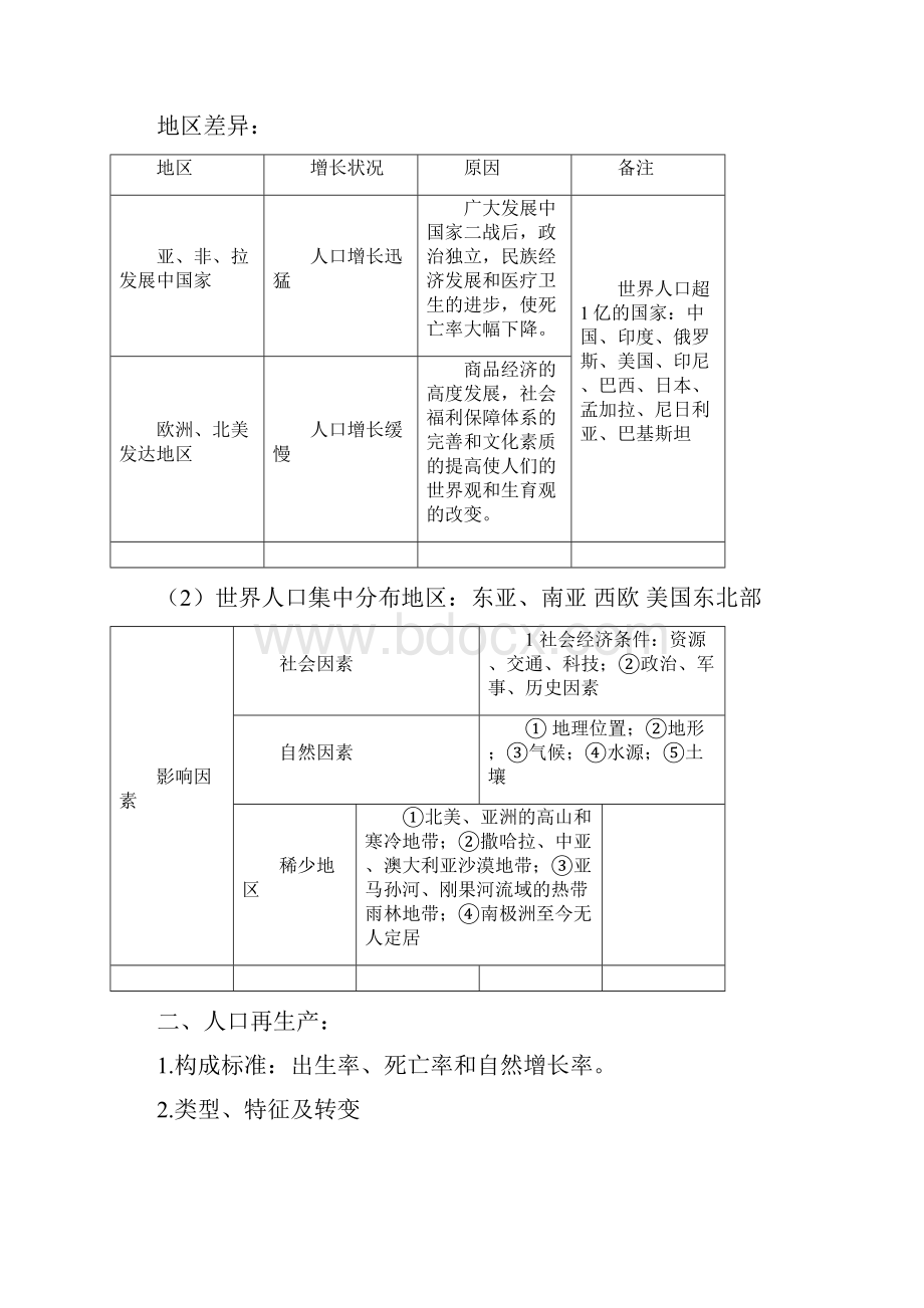 高一地理人口变化和人口问题练习题.docx_第2页