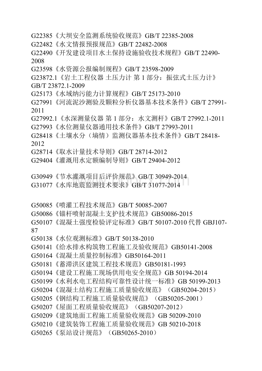 水利水电工程的要求规范规程应用清单最新版.docx_第3页