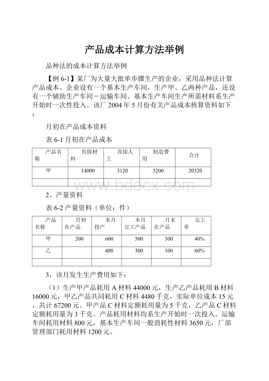 产品成本计算方法举例.docx_第1页