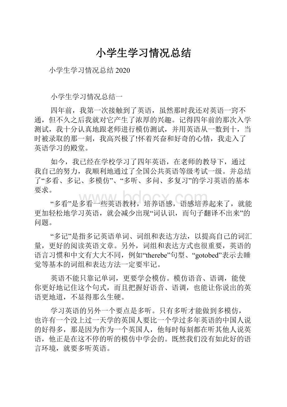 小学生学习情况总结.docx