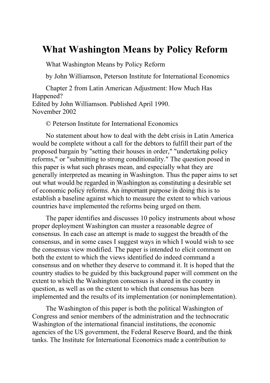 What Washington Means by Policy Reform.docx