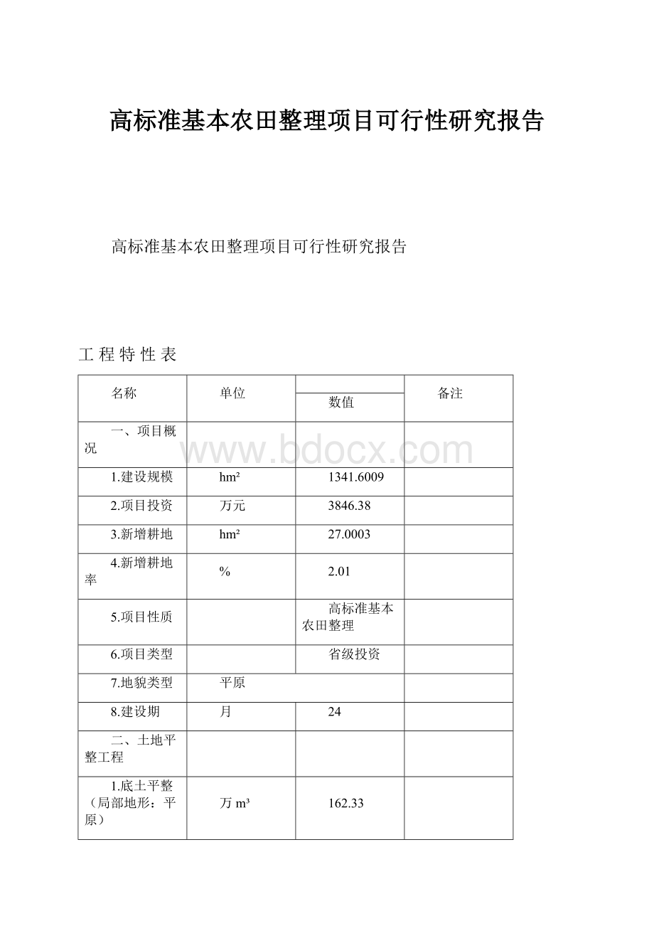 高标准基本农田整理项目可行性研究报告.docx