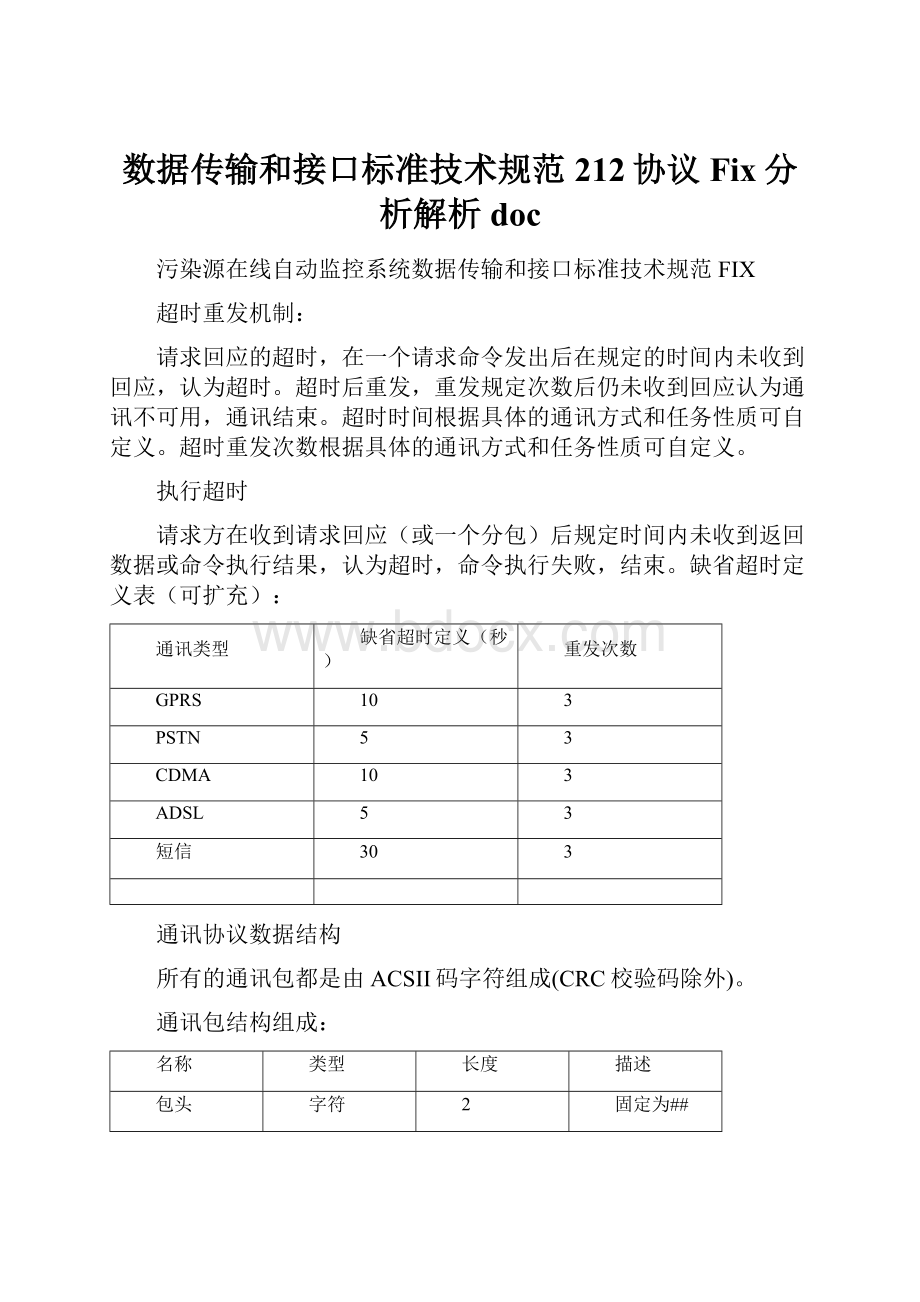 数据传输和接口标准技术规范212协议Fix分析解析doc.docx_第1页