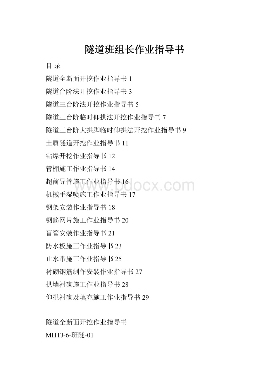 隧道班组长作业指导书.docx_第1页