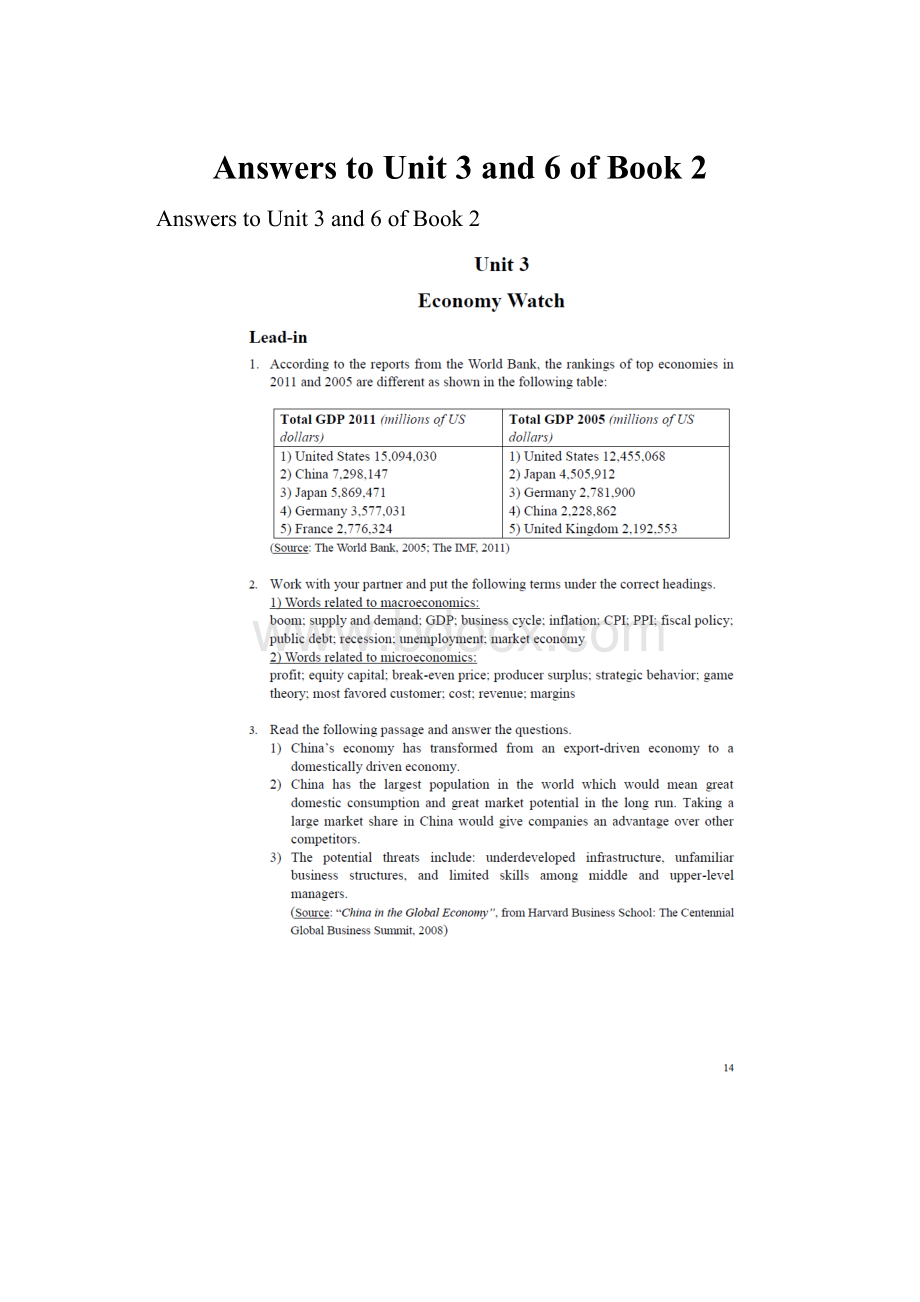 Answers to Unit 3 and 6 of Book 2.docx_第1页