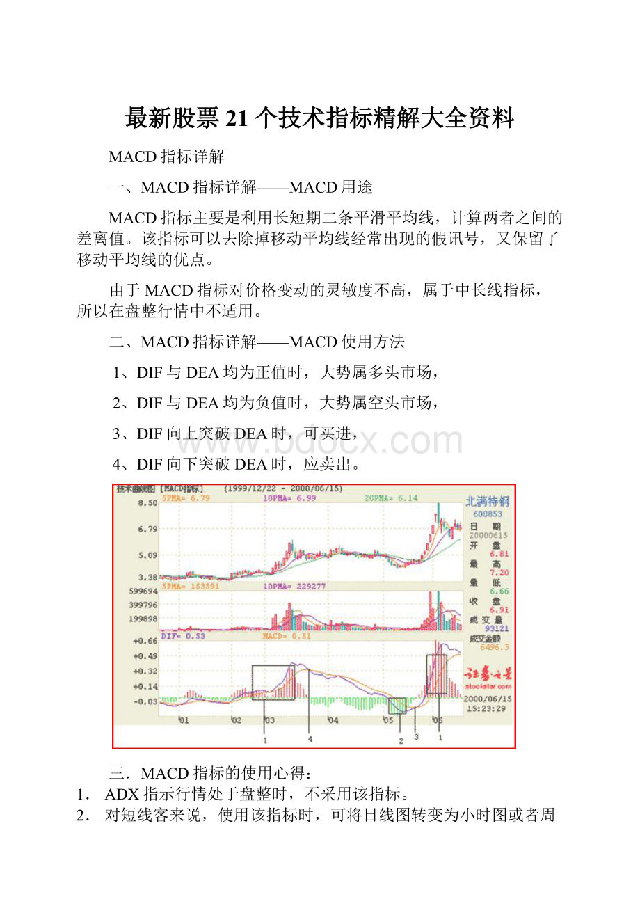 最新股票21个技术指标精解大全资料.docx