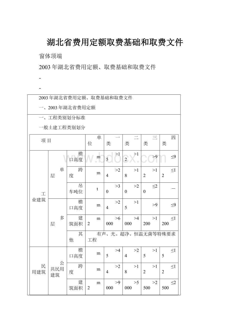 湖北省费用定额取费基础和取费文件.docx_第1页