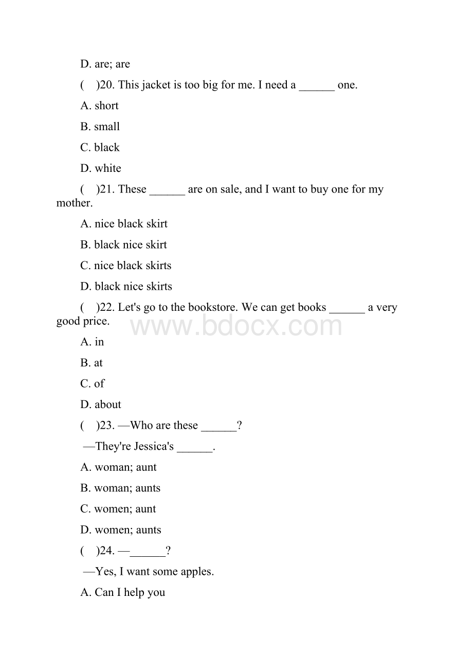 七年级上册英语Unit 7 单元测试题 2.docx_第2页