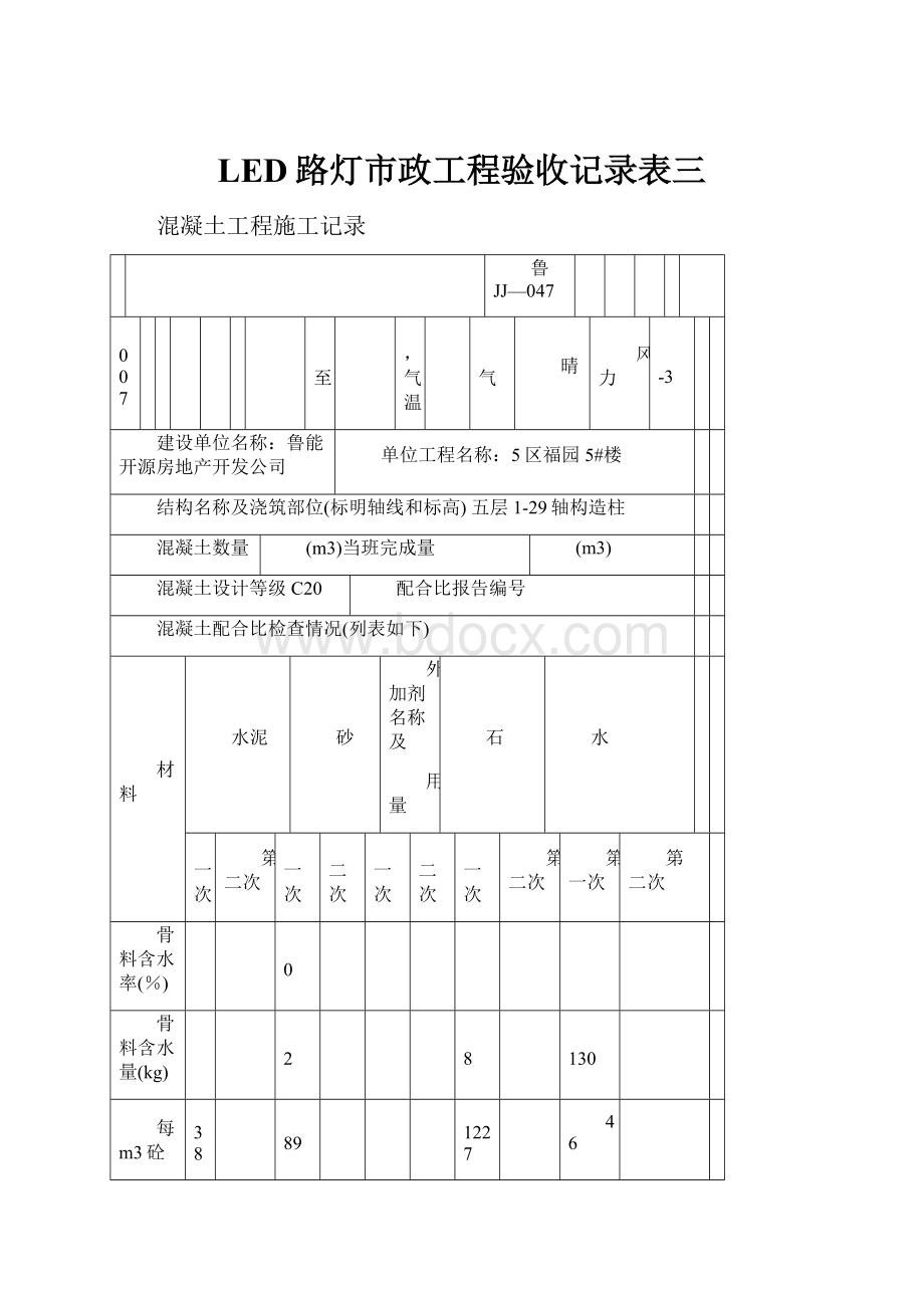 LED路灯市政工程验收记录表三.docx