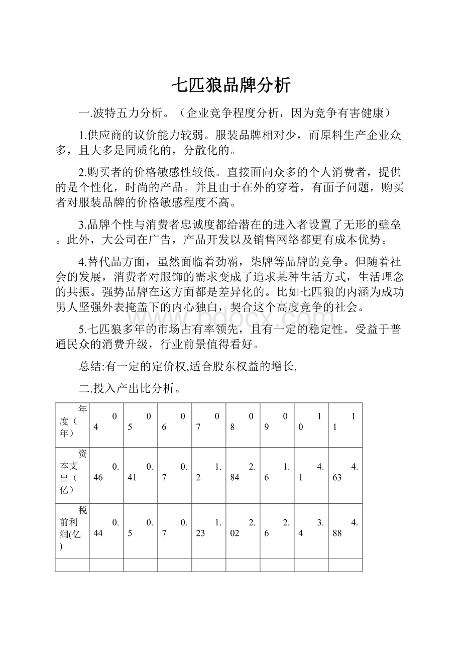 七匹狼品牌分析.docx_第1页