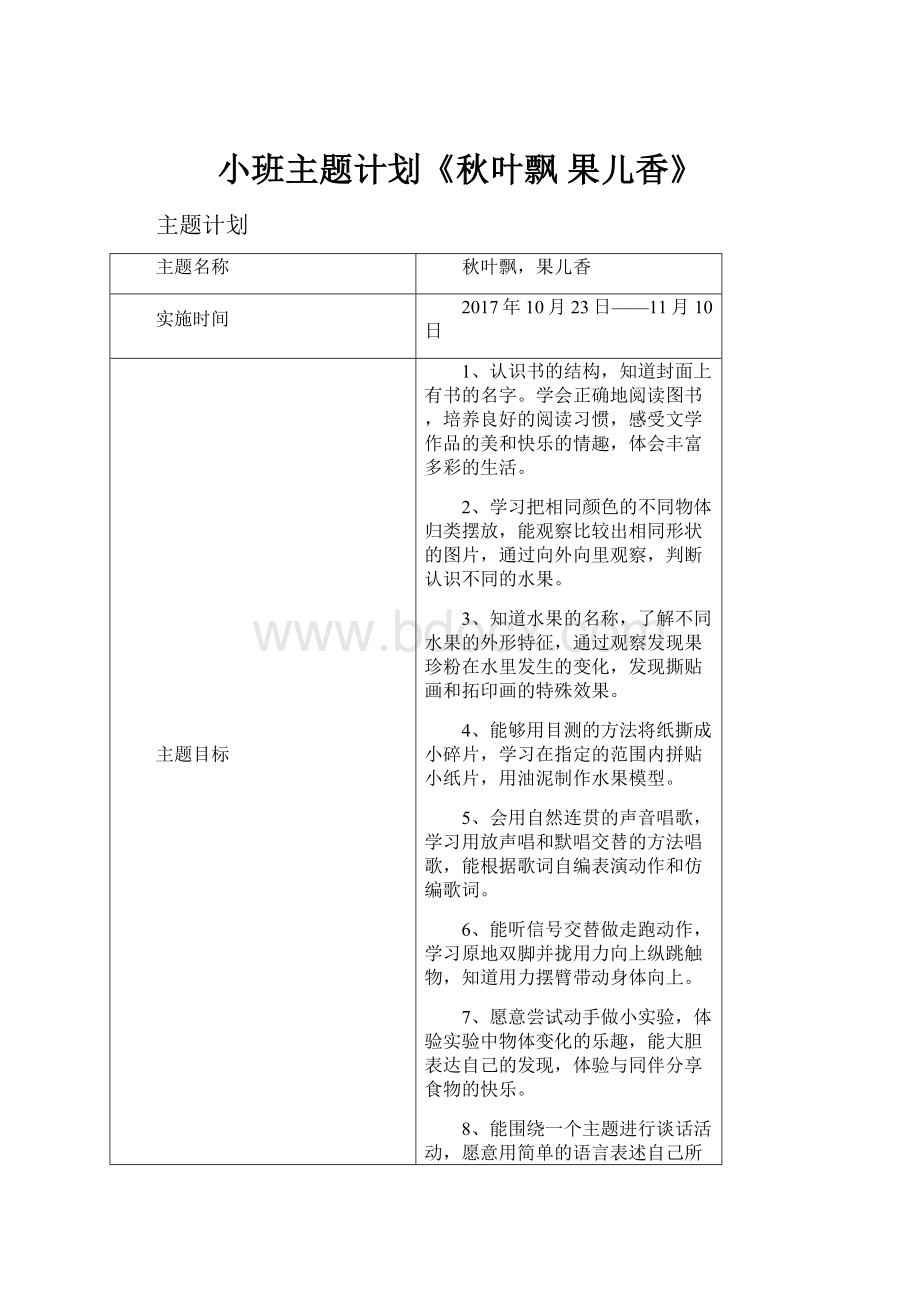 小班主题计划《秋叶飘果儿香》.docx