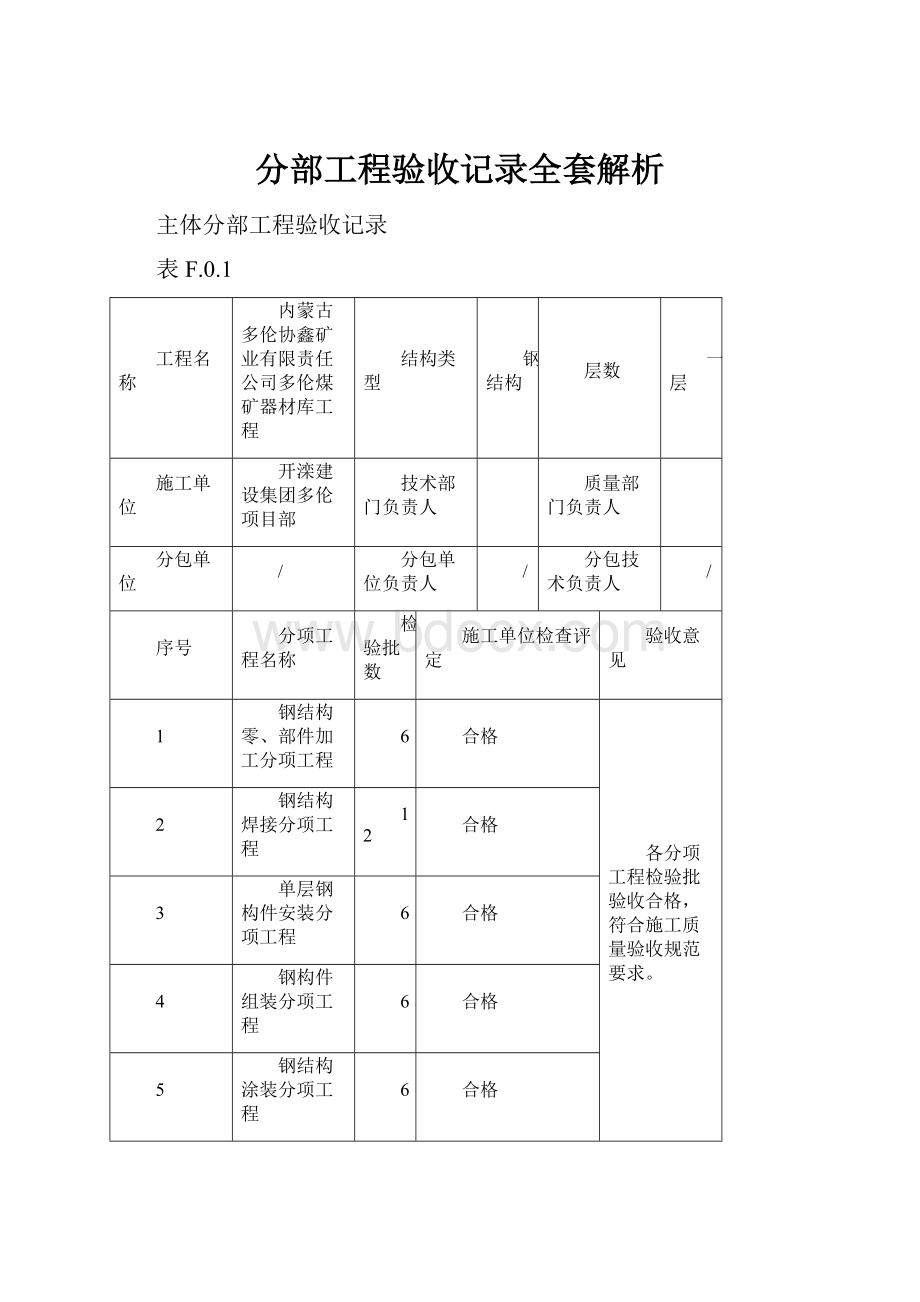 分部工程验收记录全套解析.docx