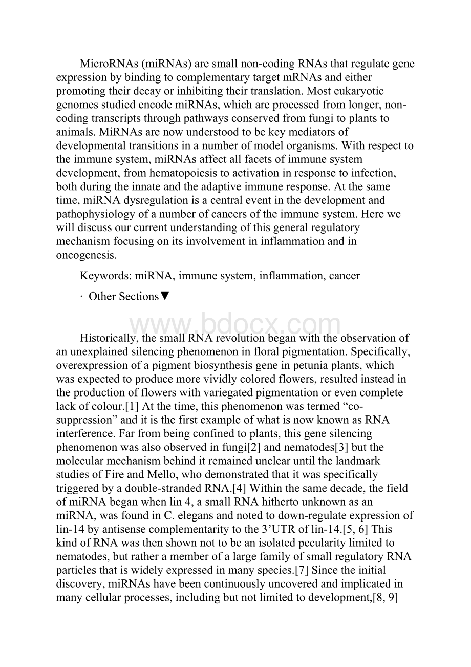 MiRNAs of the Immune System Roles in Inflammation and Cancer01.docx_第2页