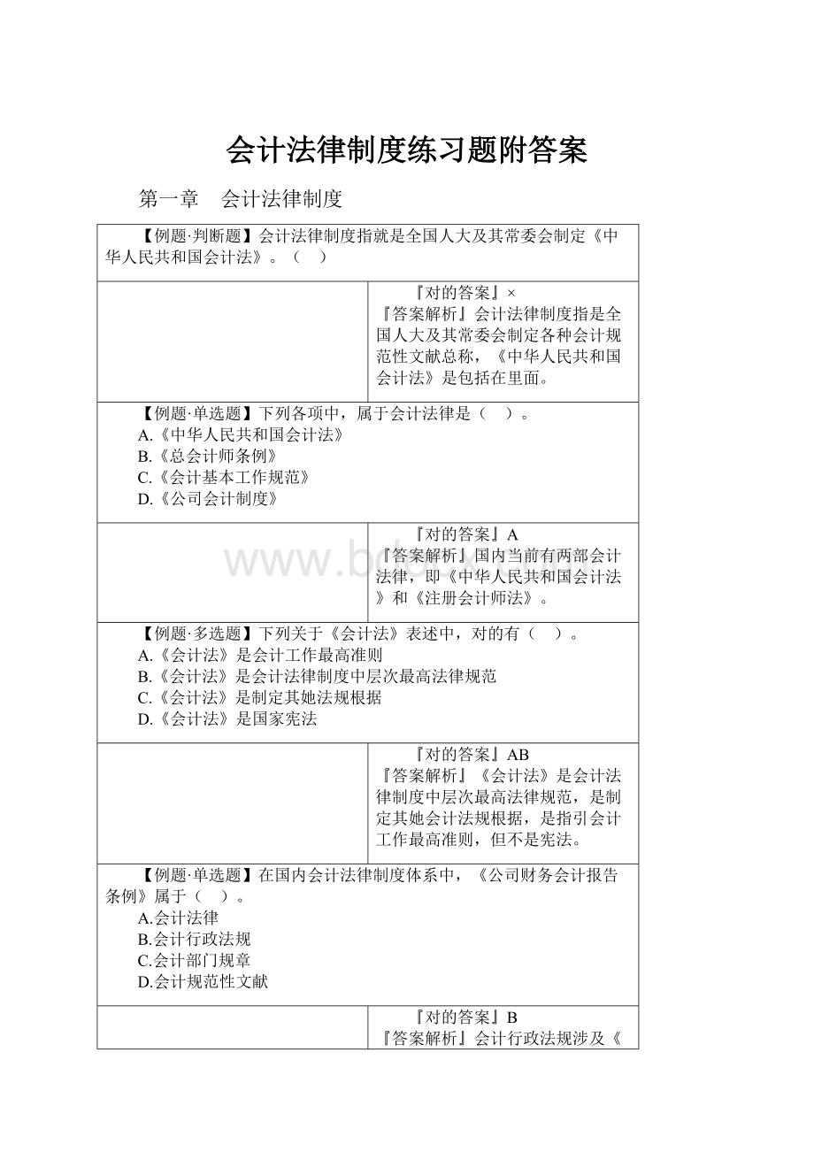 会计法律制度练习题附答案.docx_第1页