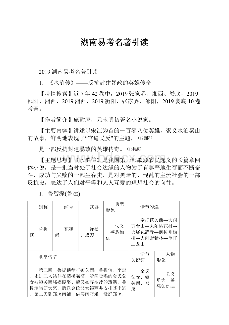 湖南易考名著引读.docx_第1页