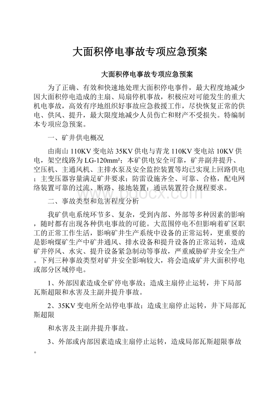 大面积停电事故专项应急预案.docx