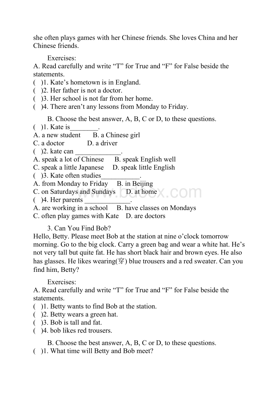 小学六年级英语阅读理解专项习题.docx_第2页