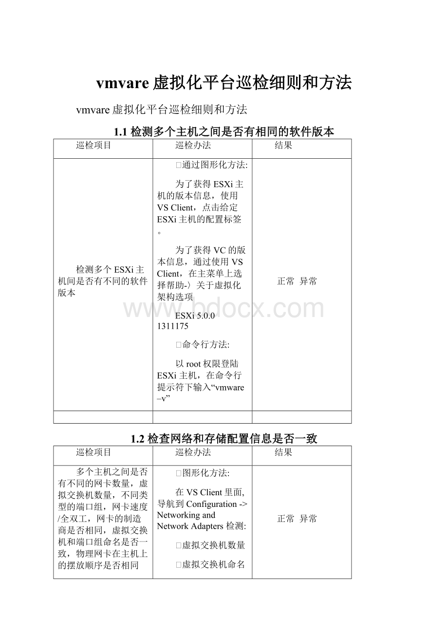 vmvare虚拟化平台巡检细则和方法.docx_第1页