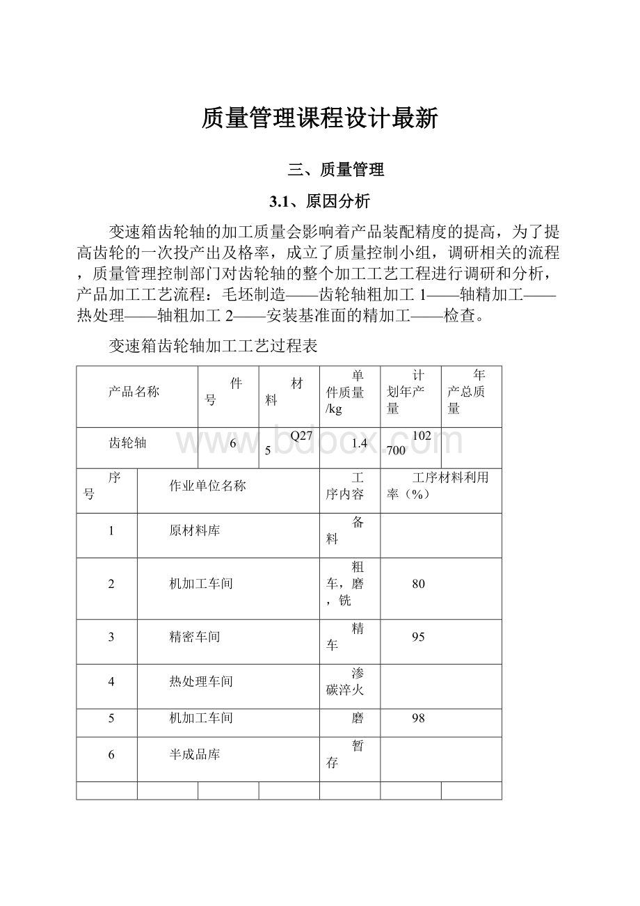 质量管理课程设计最新.docx_第1页