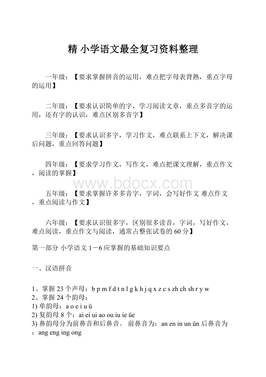 精 小学语文最全复习资料整理.docx_第1页