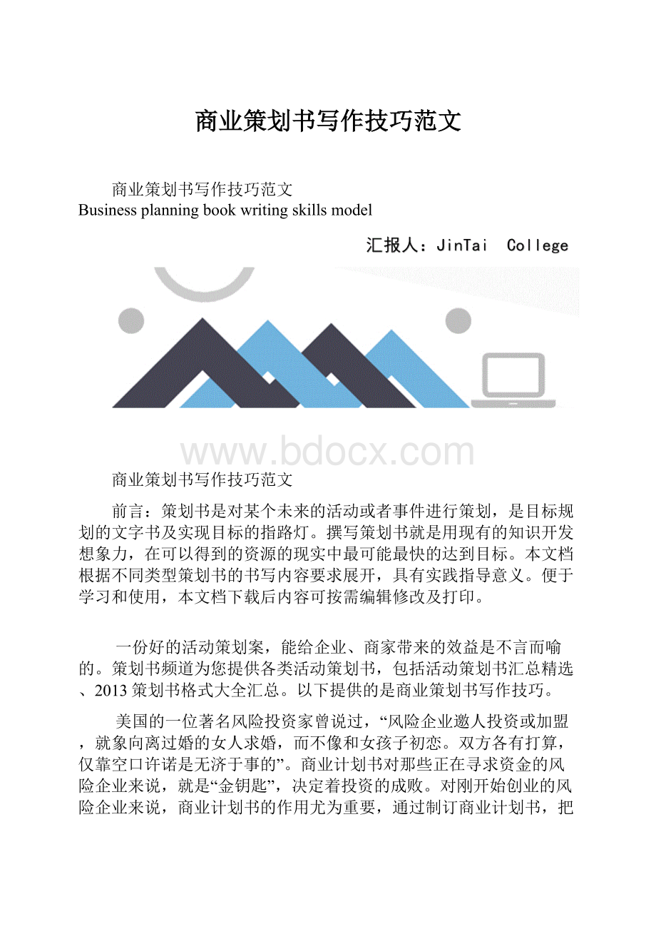 商业策划书写作技巧范文.docx