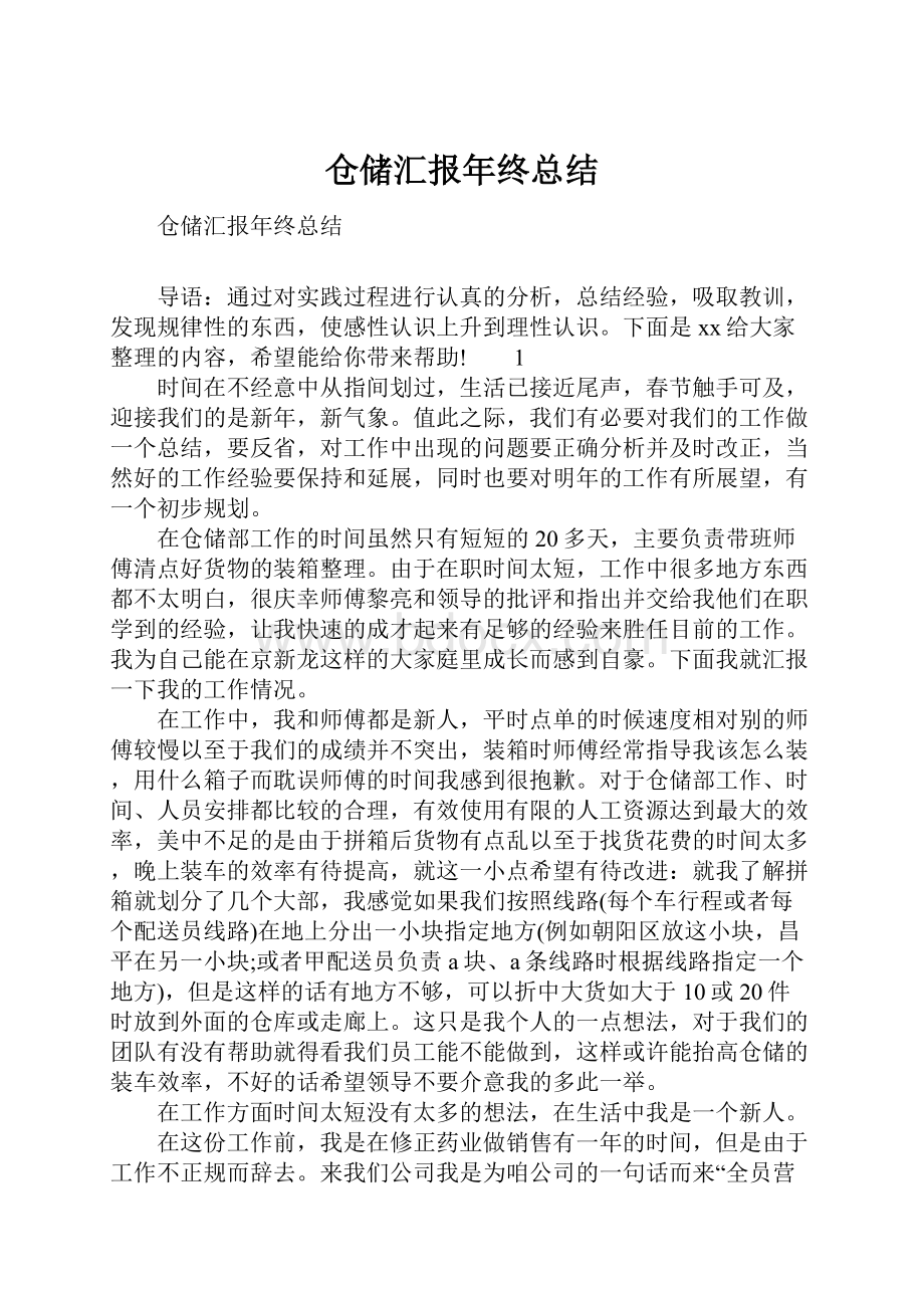 仓储汇报年终总结.docx_第1页