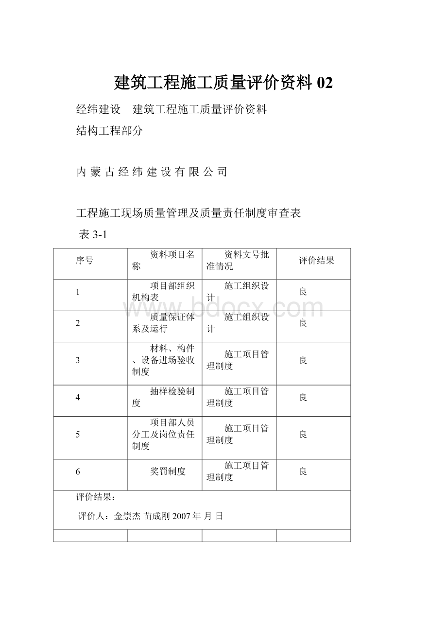 建筑工程施工质量评价资料02.docx_第1页