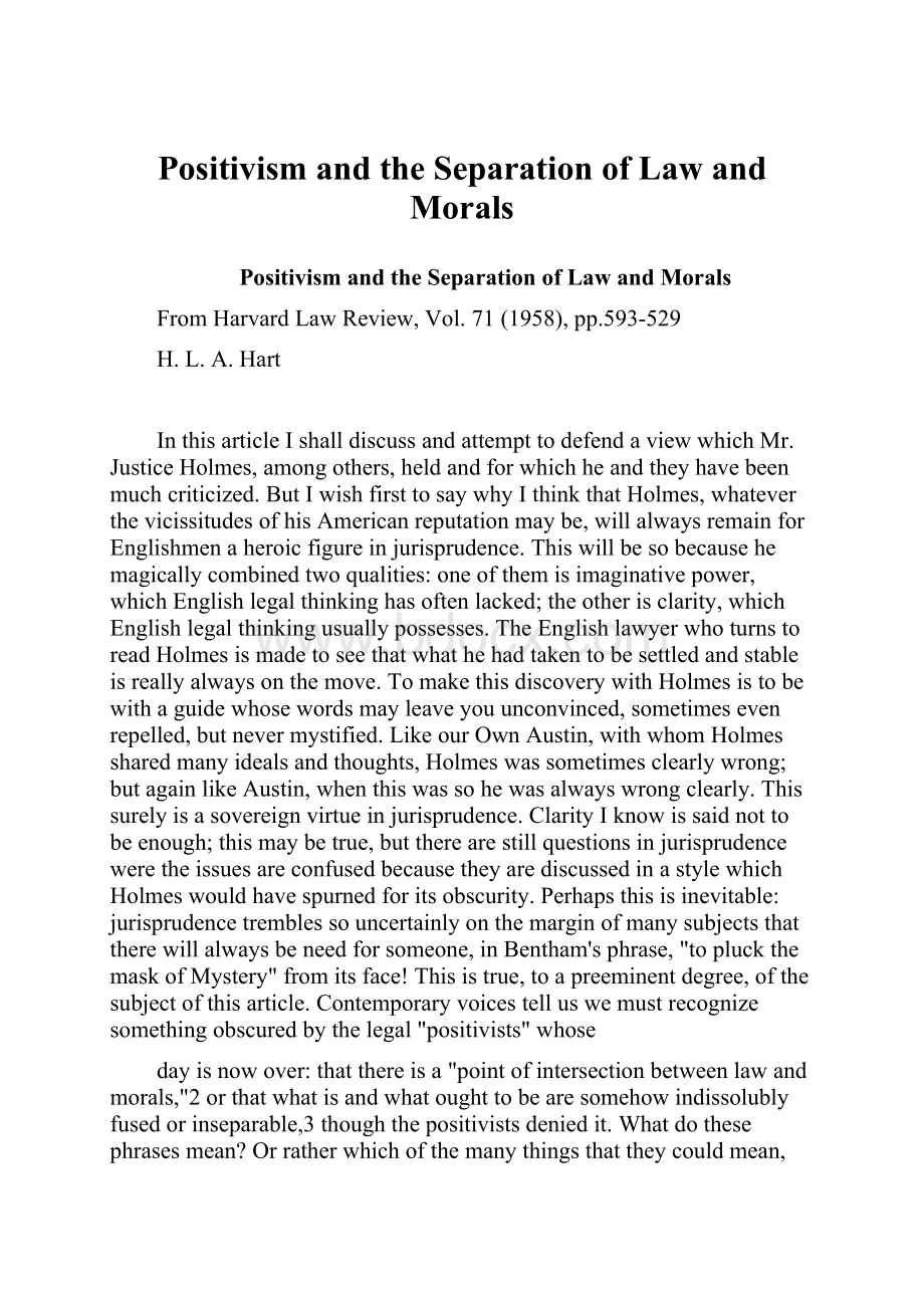 Positivism and the Separation of Law and Morals.docx