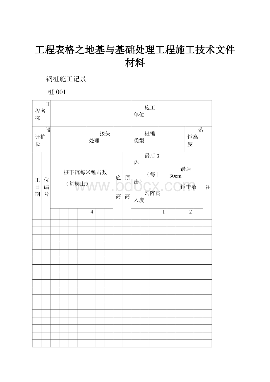 工程表格之地基与基础处理工程施工技术文件材料.docx_第1页