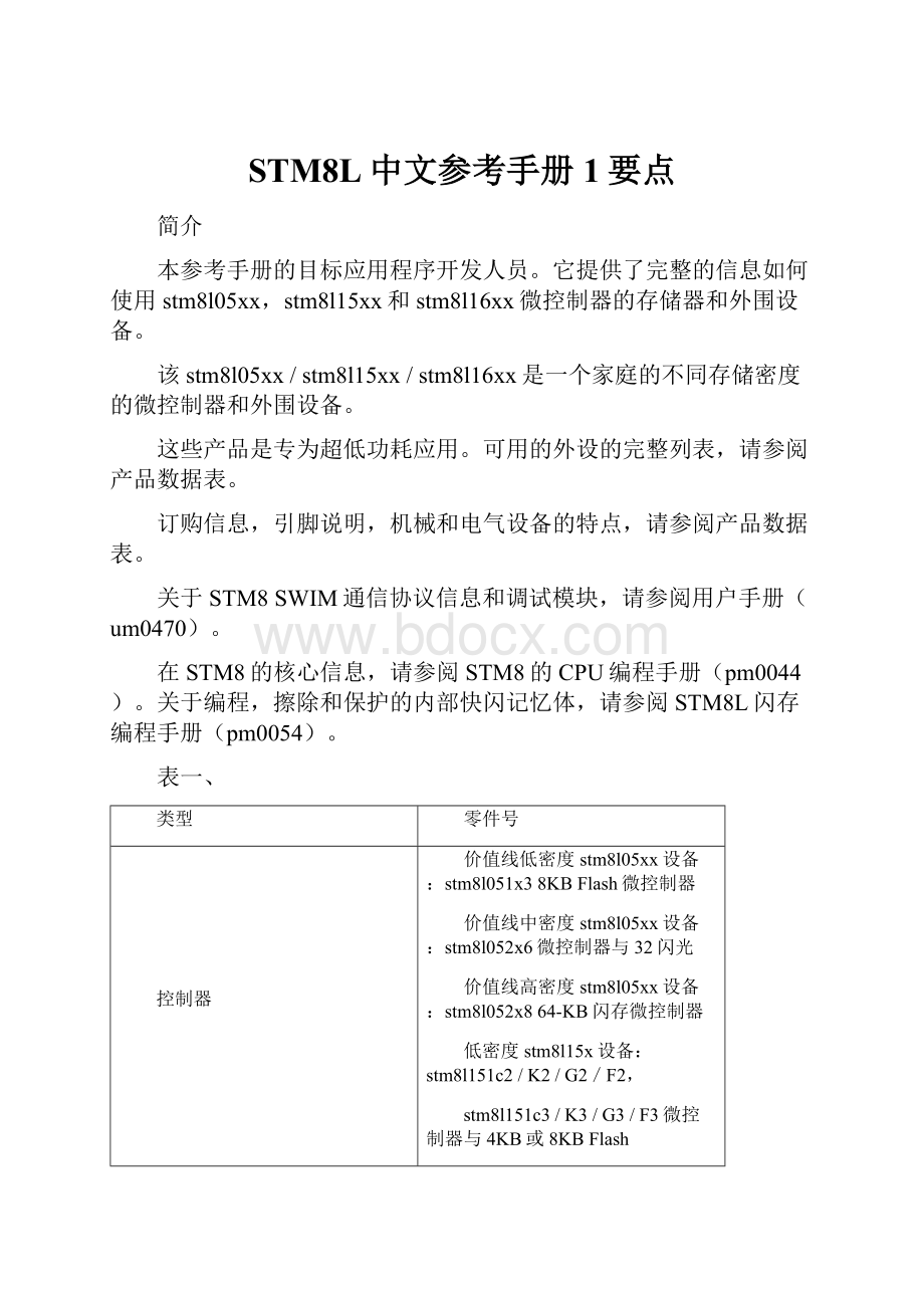 STM8L中文参考手册1要点.docx_第1页