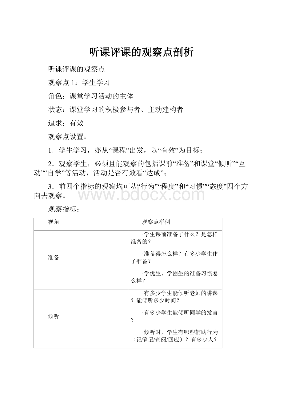 听课评课的观察点剖析.docx_第1页