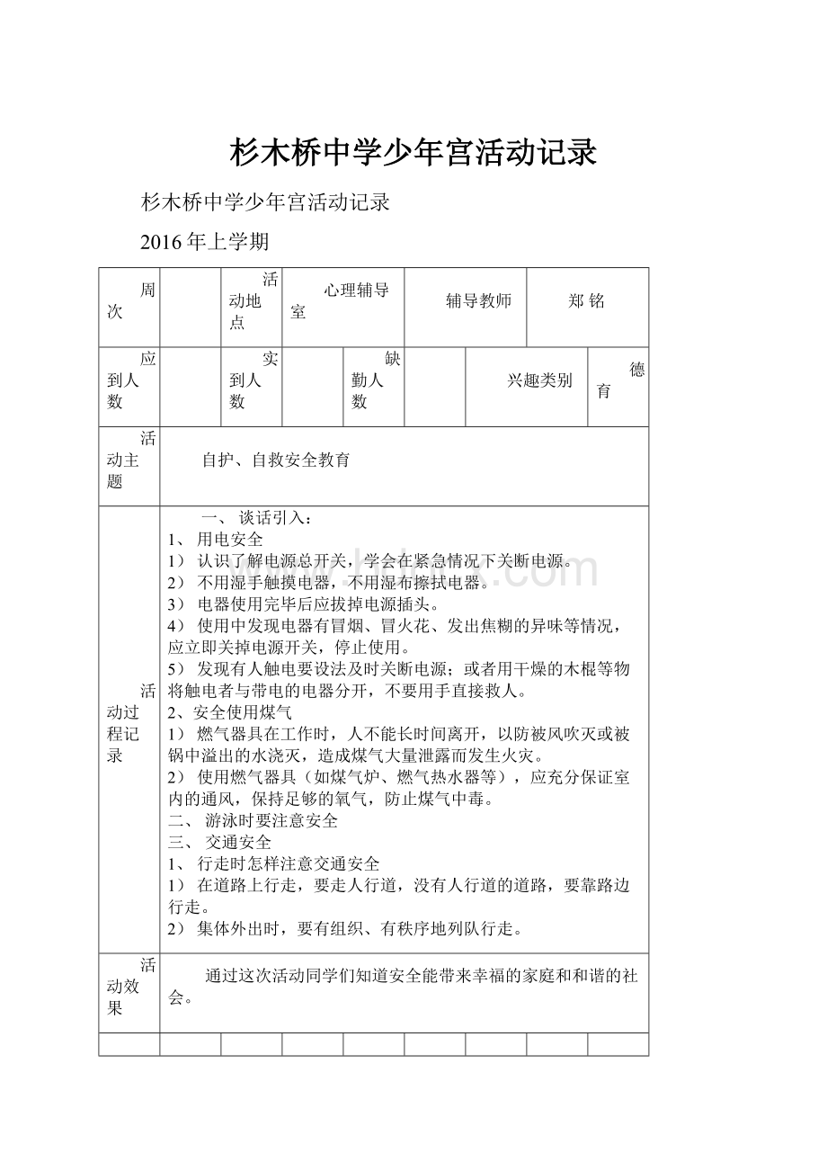 杉木桥中学少年宫活动记录.docx