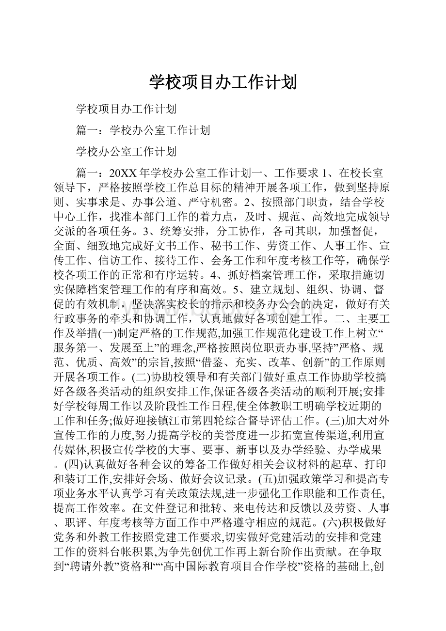 学校项目办工作计划.docx