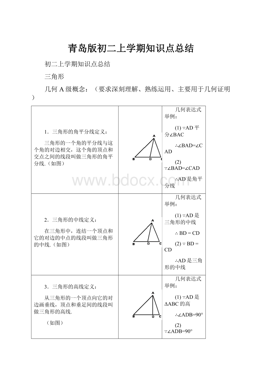 青岛版初二上学期知识点总结.docx