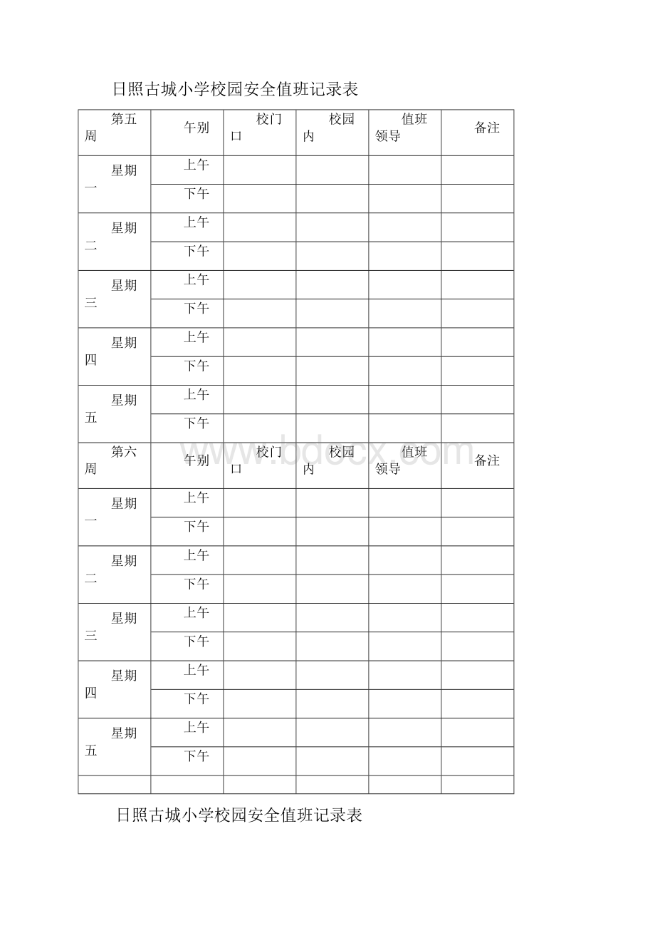 日照古城小学校园安保人员值班记录表.docx_第3页