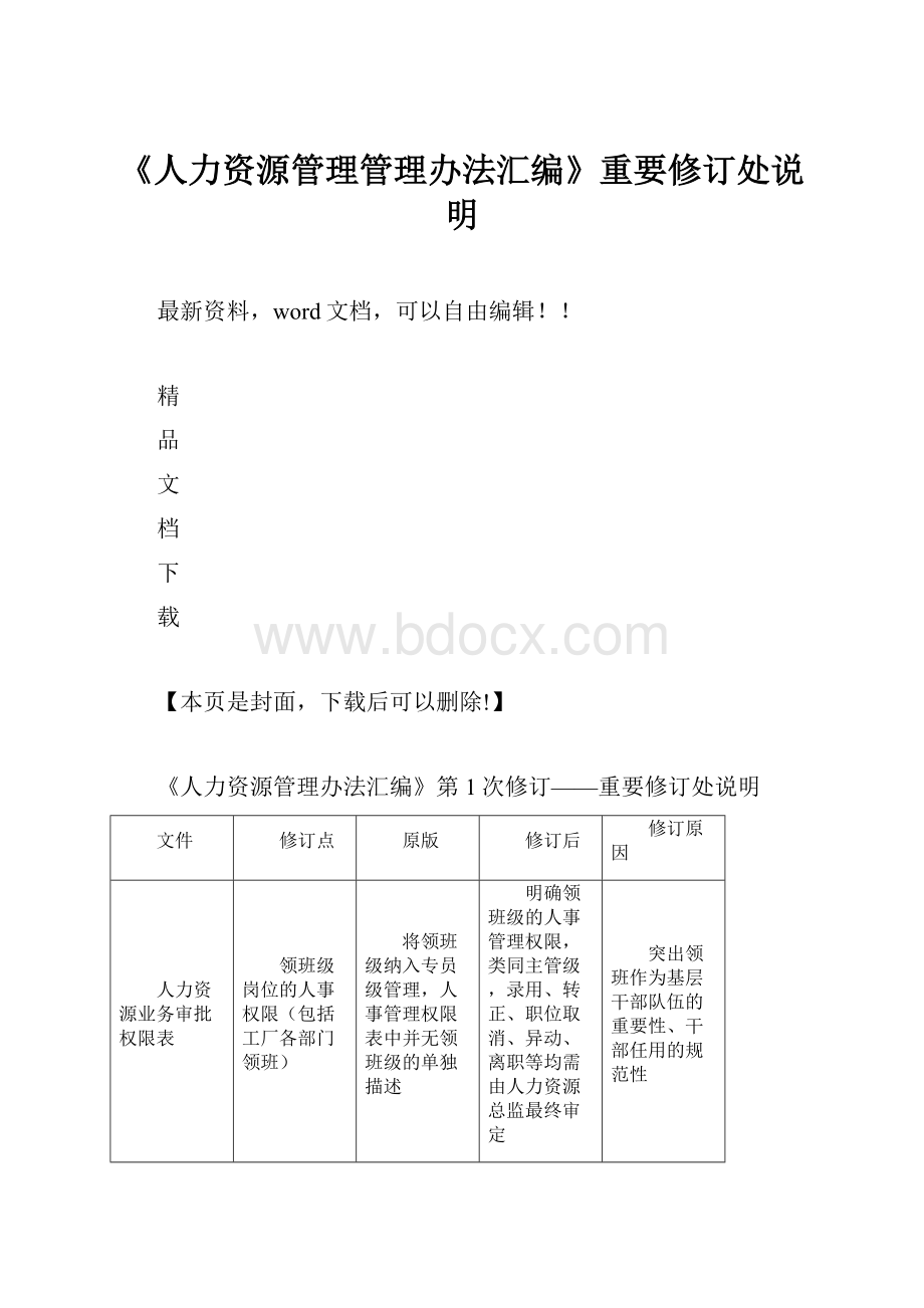 《人力资源管理管理办法汇编》重要修订处说明.docx