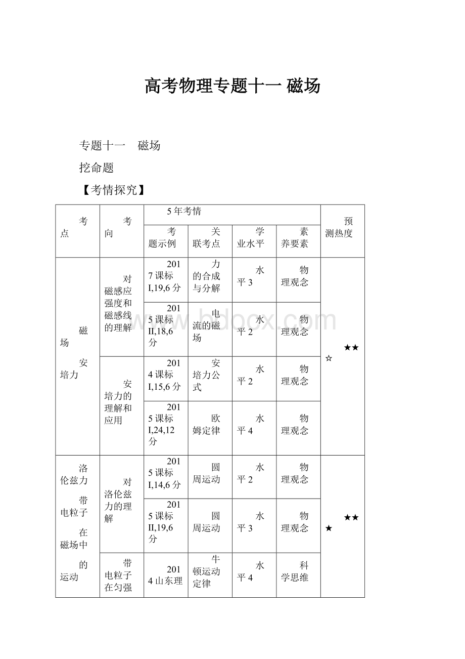 高考物理专题十一 磁场.docx