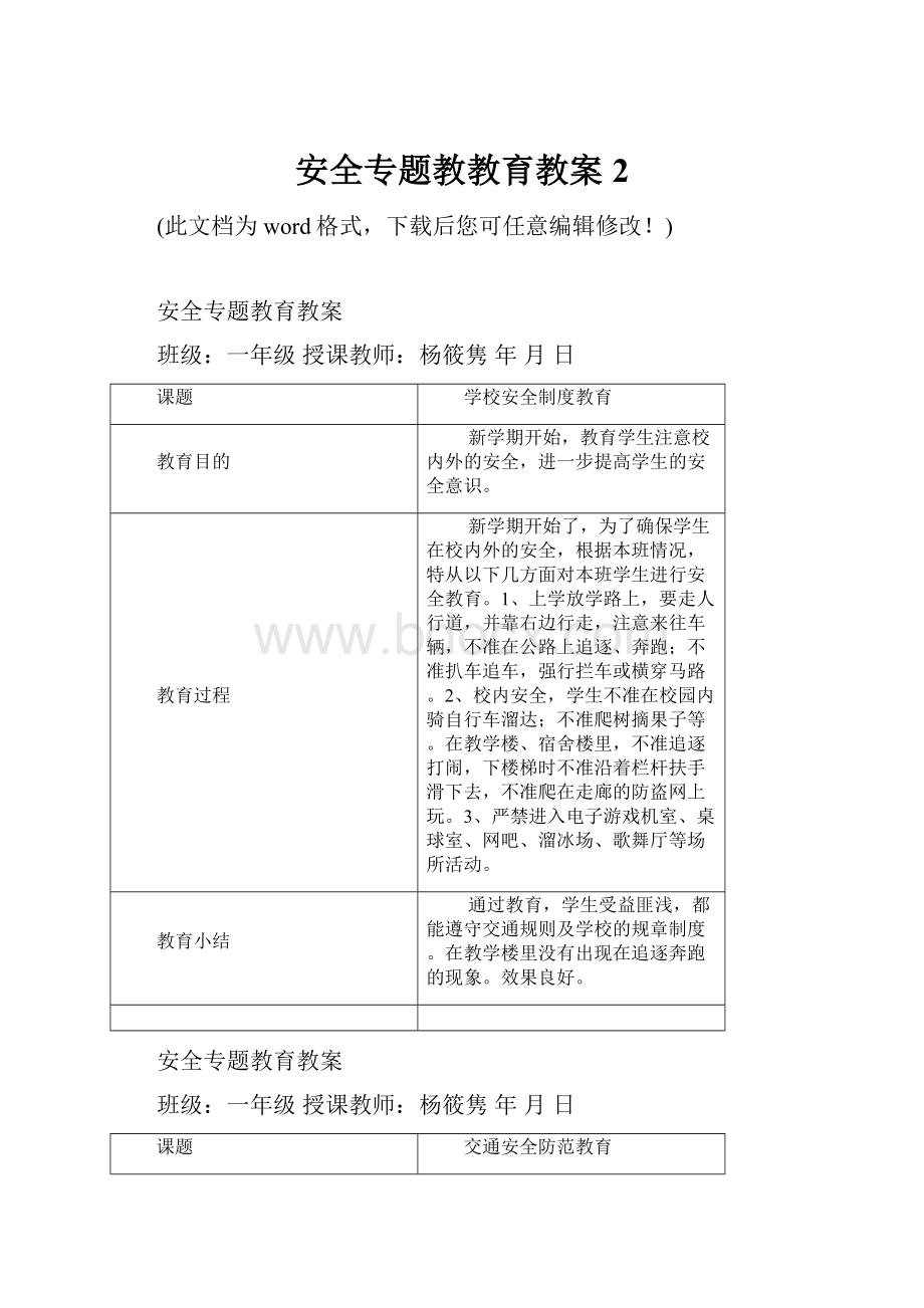 安全专题教教育教案2.docx_第1页