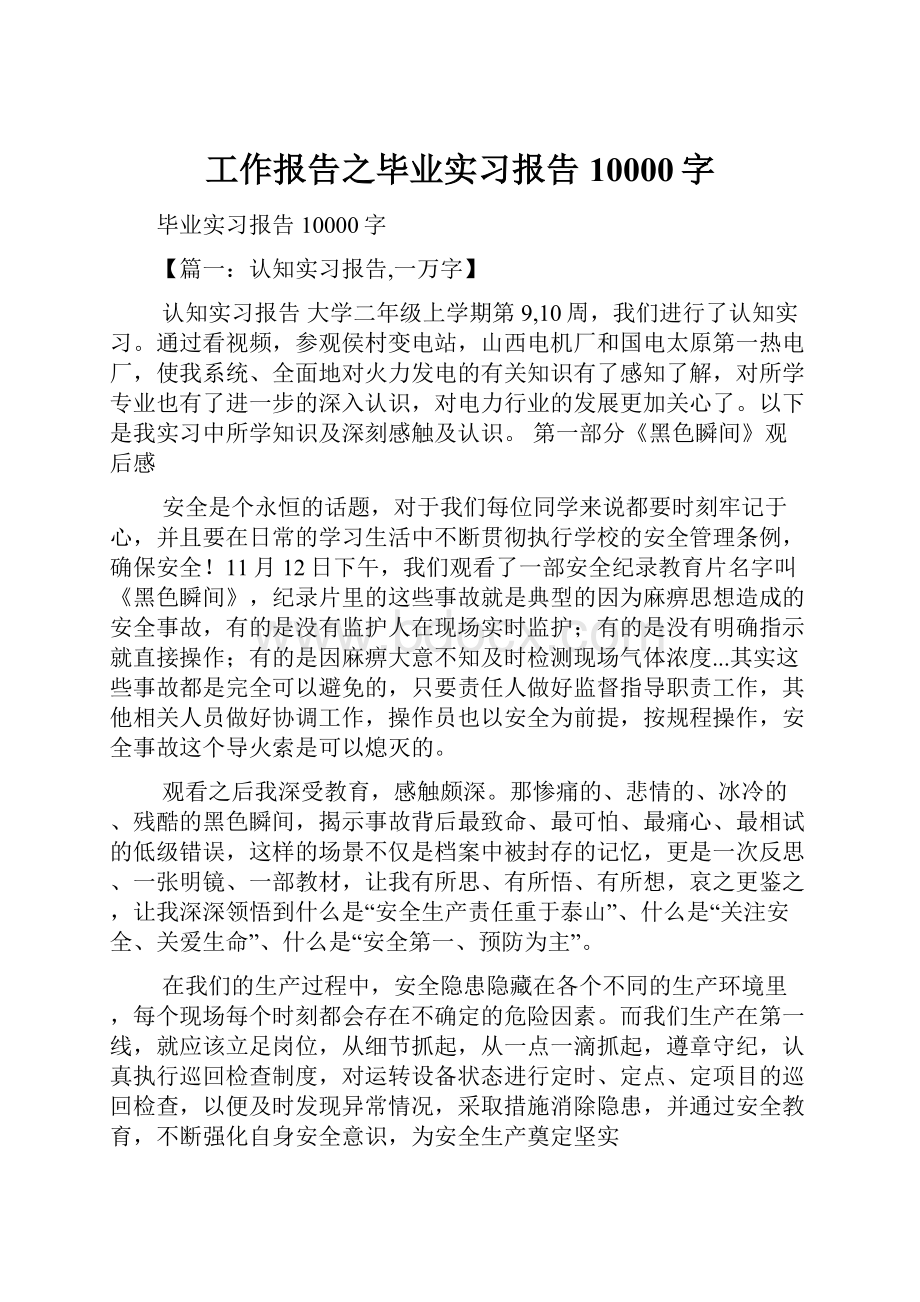 工作报告之毕业实习报告10000字.docx