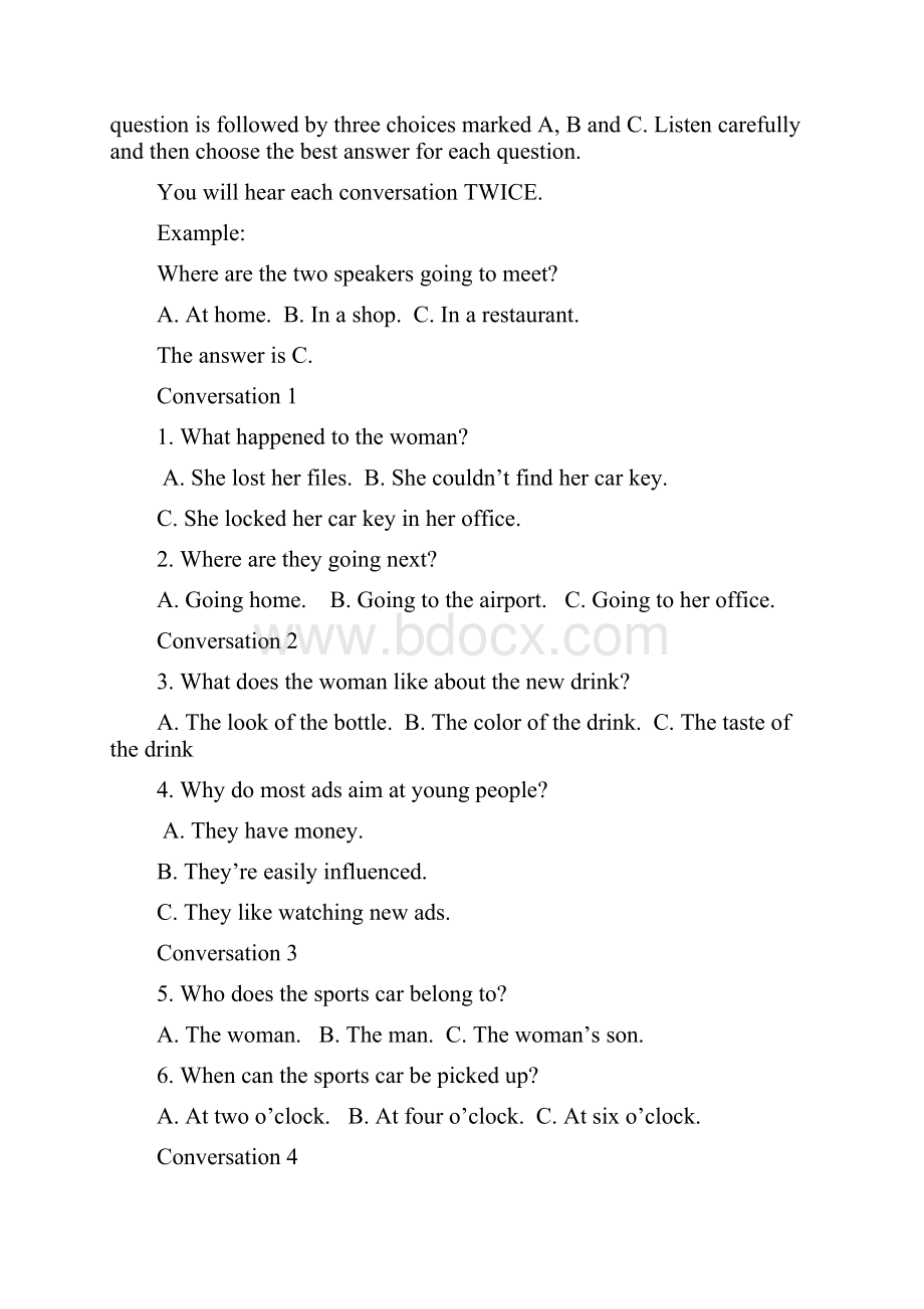 湖南省怀化市届高三上学期期末考试英语试题 Word版含答案.docx_第2页