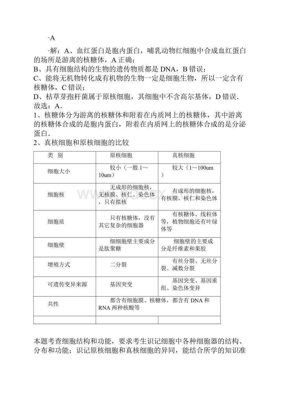 山东省乐陵一中高二生物复习专项走进细胞答案仅供参考有解析.docx_第2页