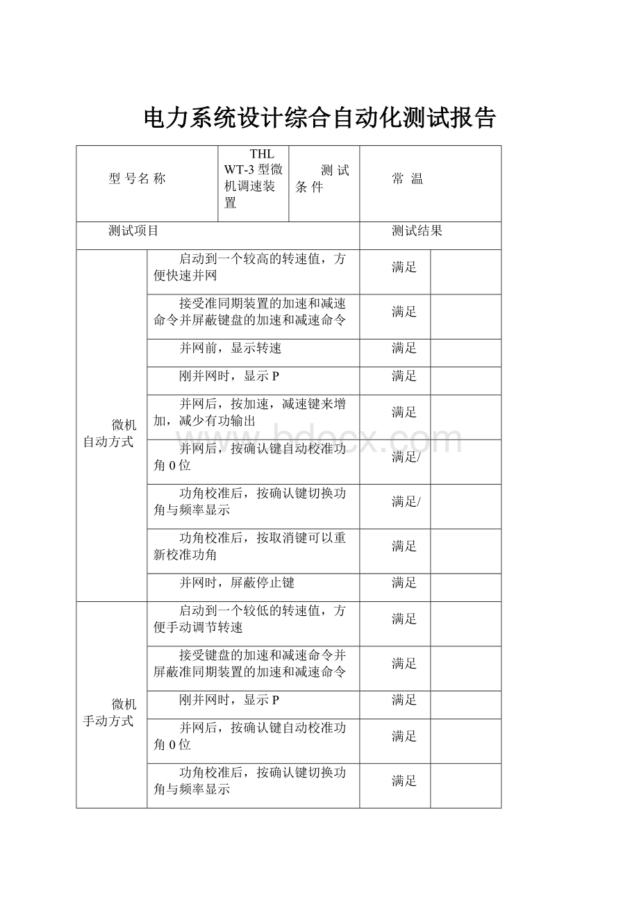 电力系统设计综合自动化测试报告.docx_第1页