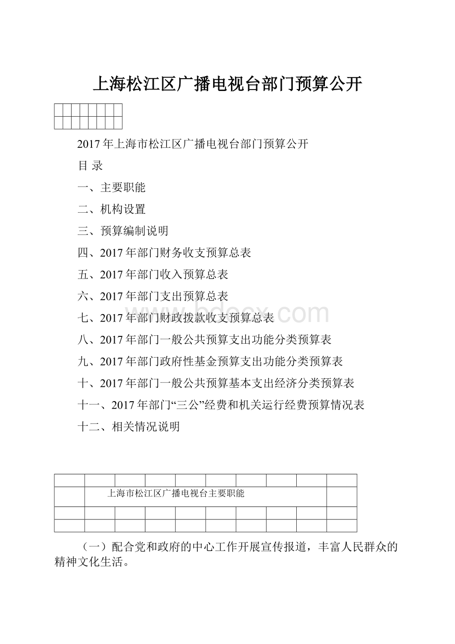 上海松江区广播电视台部门预算公开.docx