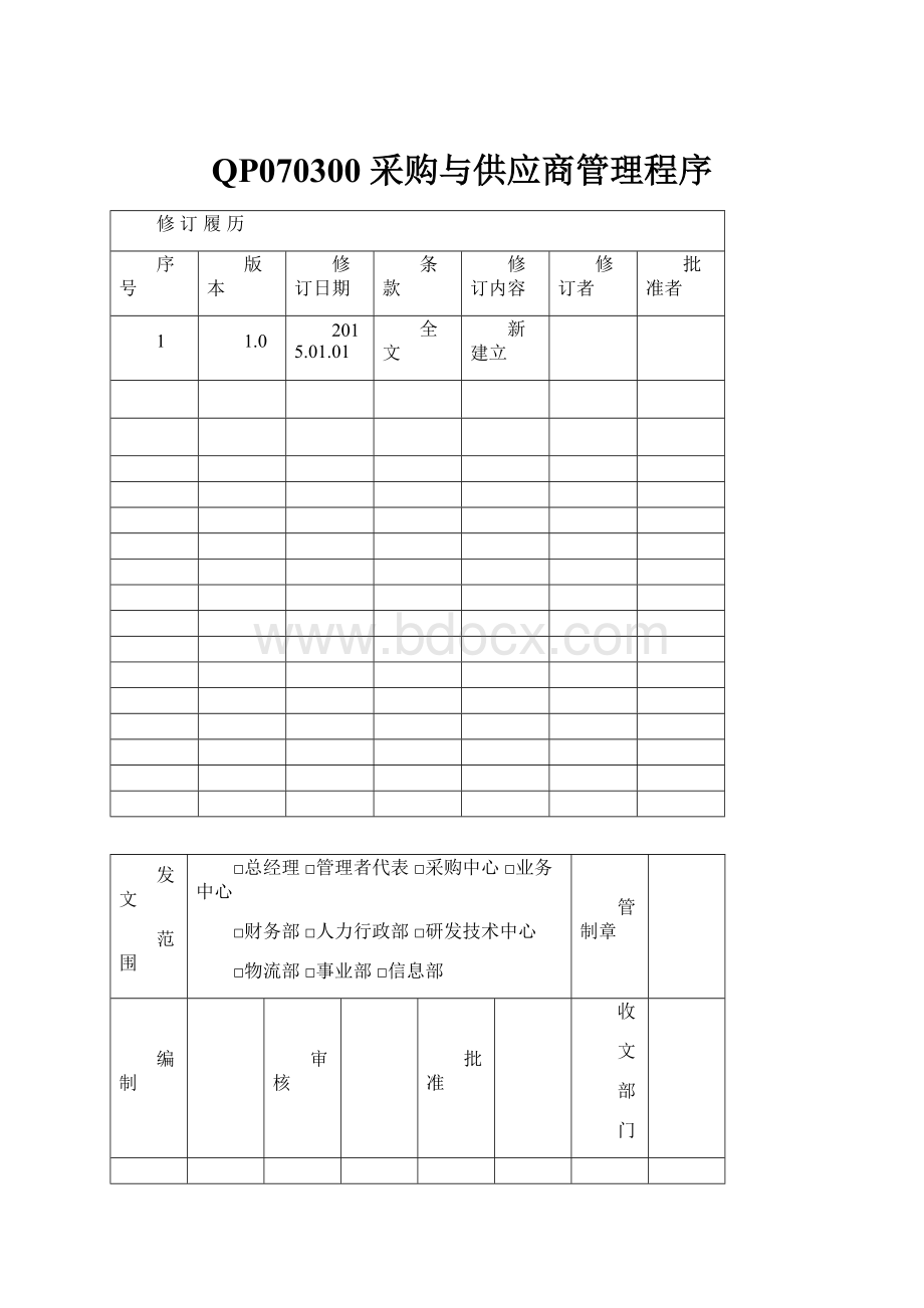 QP070300采购与供应商管理程序.docx_第1页