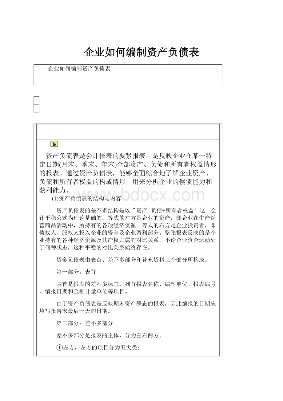 企业如何编制资产负债表.docx_第1页