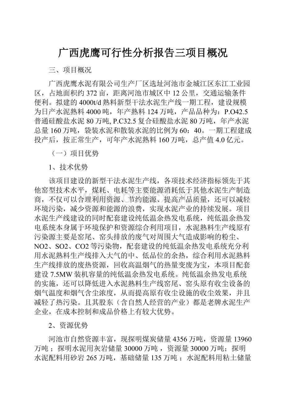 广西虎鹰可行性分析报告三项目概况.docx