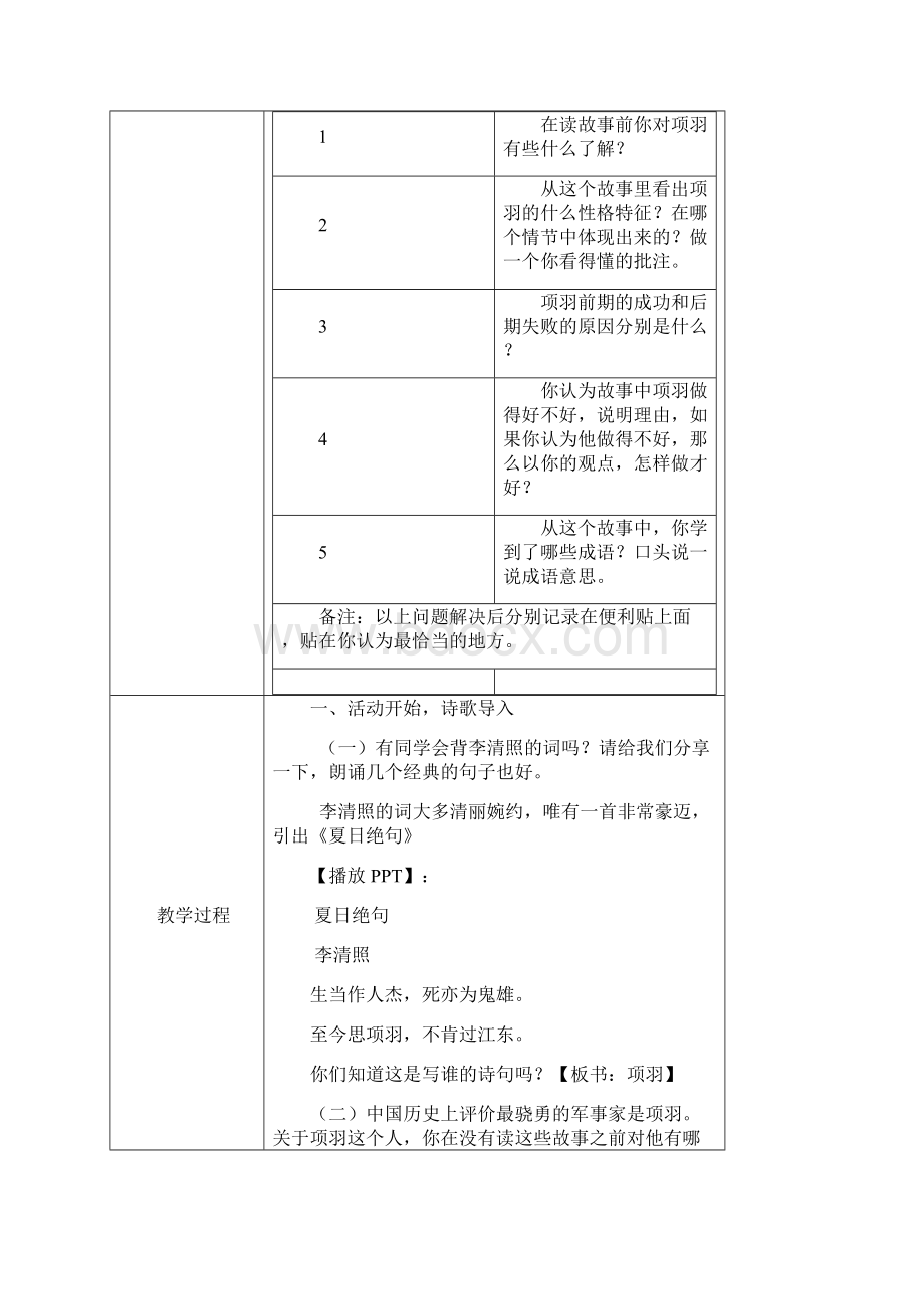 4年级《刀光剑影里的项羽》群文阅读优秀教学设计.docx_第3页